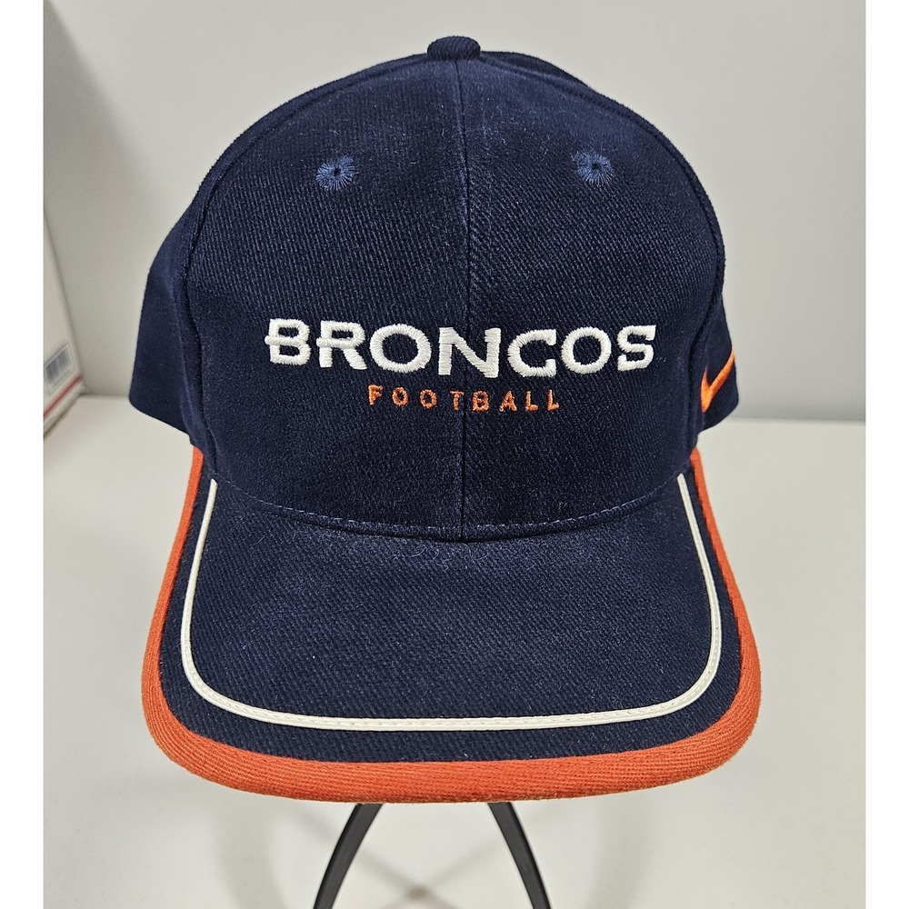 Vintage Nike Pro Line Denver Broncos NFL Blue Orange Adjustable Hat Cap Logo